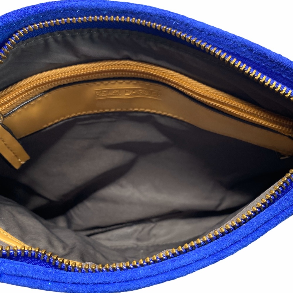 new Kelsi Dagger 𒊹 Cicely Suede Crossbody Bag 𒊹 Cobalt Blue Metallic Dots 𒊹 - Picture 8 of 16